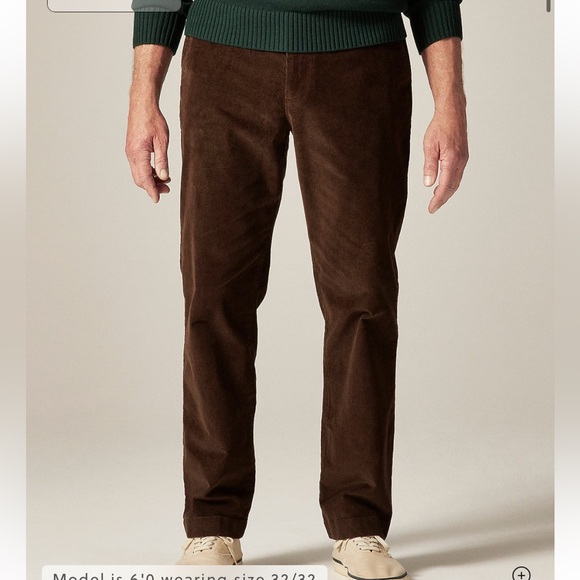 J crew dark oak Broken-in Straight pant in stretch corduroy